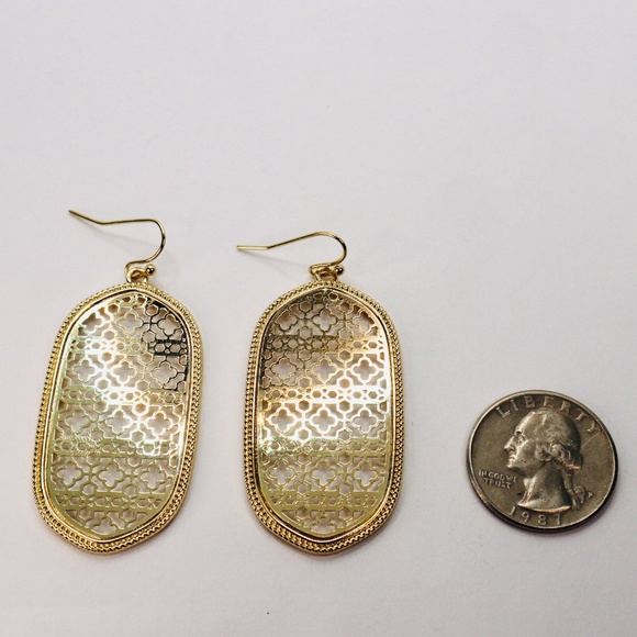 Gold Filigree Earrings | Black Filigree Statement - Picture 2 of 2